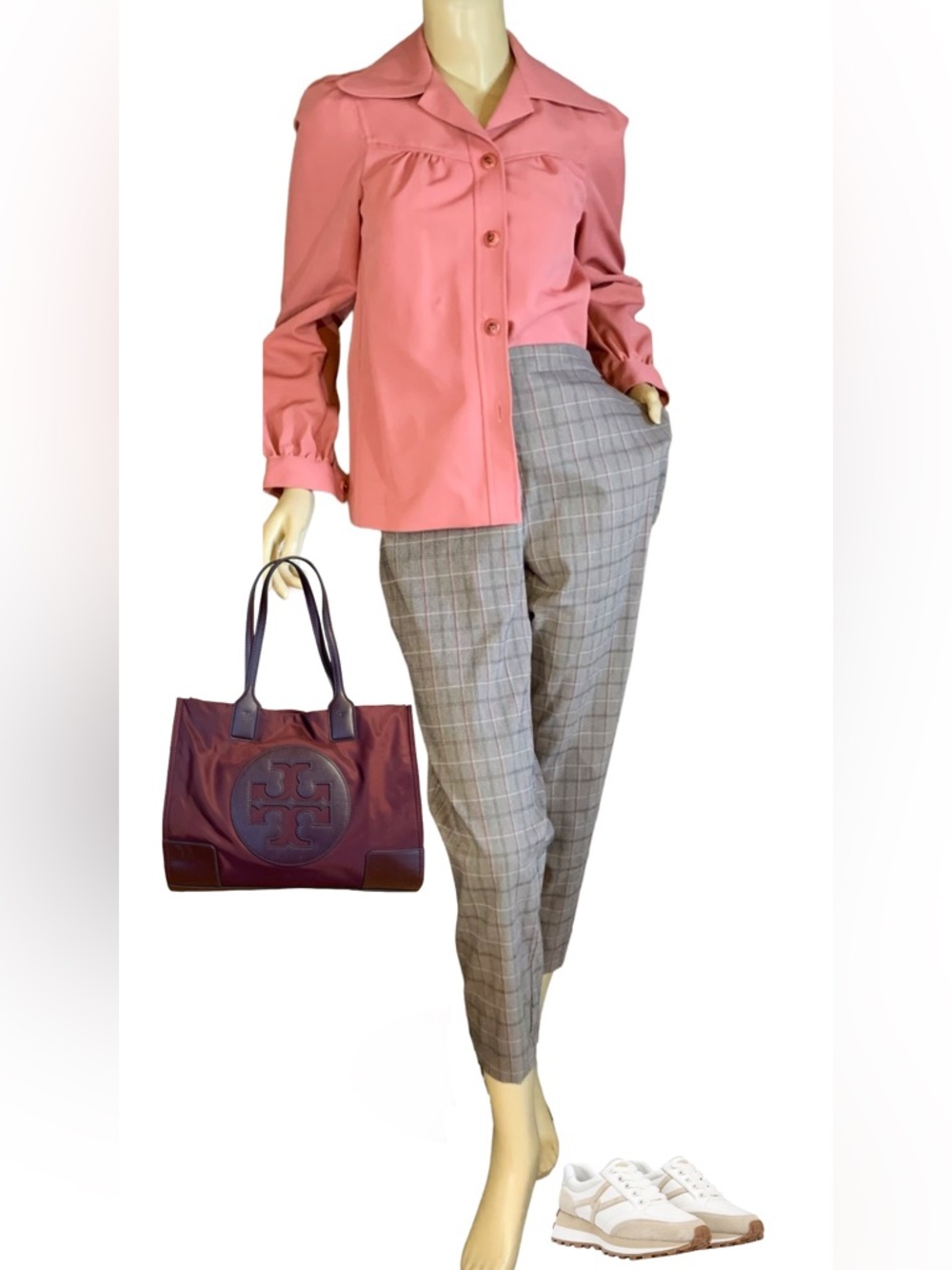 VINTAGE 1970'S COLLEGE TOWN DUSTY BURGUNDY BUTTON DOWN TOP NWT (5/6)